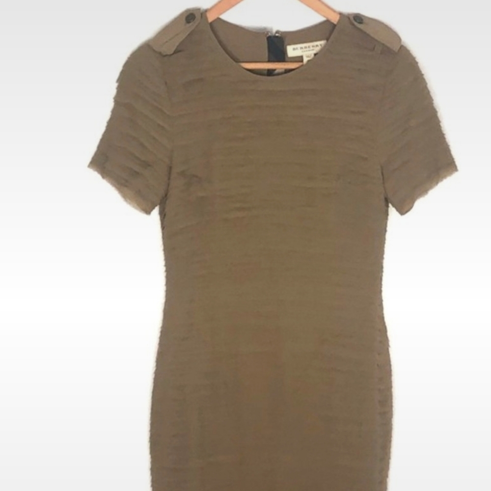 Authenticated Burberry striped silk sheath dress